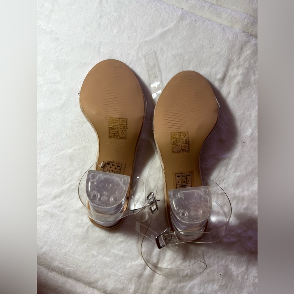 simmi London heels clear heel  snake Vera! Size 5 color nude suede clear - Picture 11 of 14